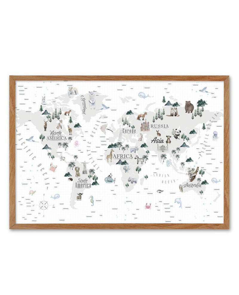 World Map | Wilderness Art Print-PRINT-Olive et Oriel-Olive et Oriel-50x70 cm | 19.6" x 27.5"-Walnut-With White Border-Buy-Australian-Art-Prints-Online-with-Olive-et-Oriel-Your-Artwork-Specialists-Austrailia-Decorate-With-Coastal-Photo-Wall-Art-Prints-From-Our-Beach-House-Artwork-Collection-Fine-Poster-and-Framed-Artwork