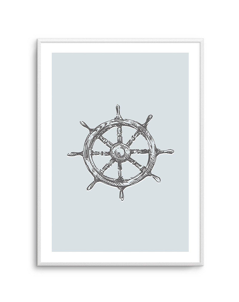 Yacht Wheel | 2 Colour Options Art Print-PRINT-Olive et Oriel-Olive et Oriel-A5 | 5.8" x 8.3" | 14.8 x 21cm-Unframed Art Print-With White Border-Buy-Australian-Art-Prints-Online-with-Olive-et-Oriel-Your-Artwork-Specialists-Austrailia-Decorate-With-Coastal-Photo-Wall-Art-Prints-From-Our-Beach-House-Artwork-Collection-Fine-Poster-and-Framed-Artwork