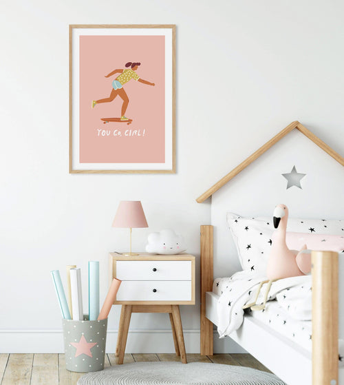 You Go Girl | Skater Art Print-PRINT-Olive et Oriel-Olive et Oriel-A5 | 5.8" x 8.3" | 14.8 x 21cm-Unframed Art Print-With White Border-Buy-Australian-Art-Prints-Online-with-Olive-et-Oriel-Your-Artwork-Specialists-Austrailia-Decorate-With-Coastal-Photo-Wall-Art-Prints-From-Our-Beach-House-Artwork-Collection-Fine-Poster-and-Framed-Artwork