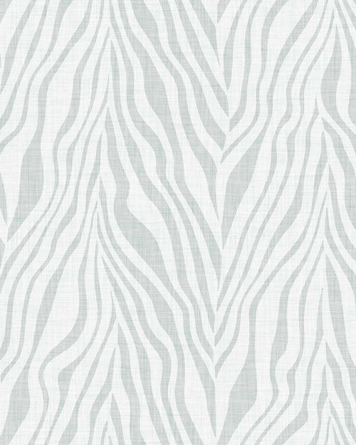 Zebra on Linen in Mist Wallpaper - Olive et Oriel